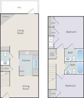 2 Bed / 2½ Bath / 1,260 sq ft / Availability: Please Call / Deposit: $600 / Rent: $995
